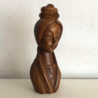 Asian lady wooden statue 